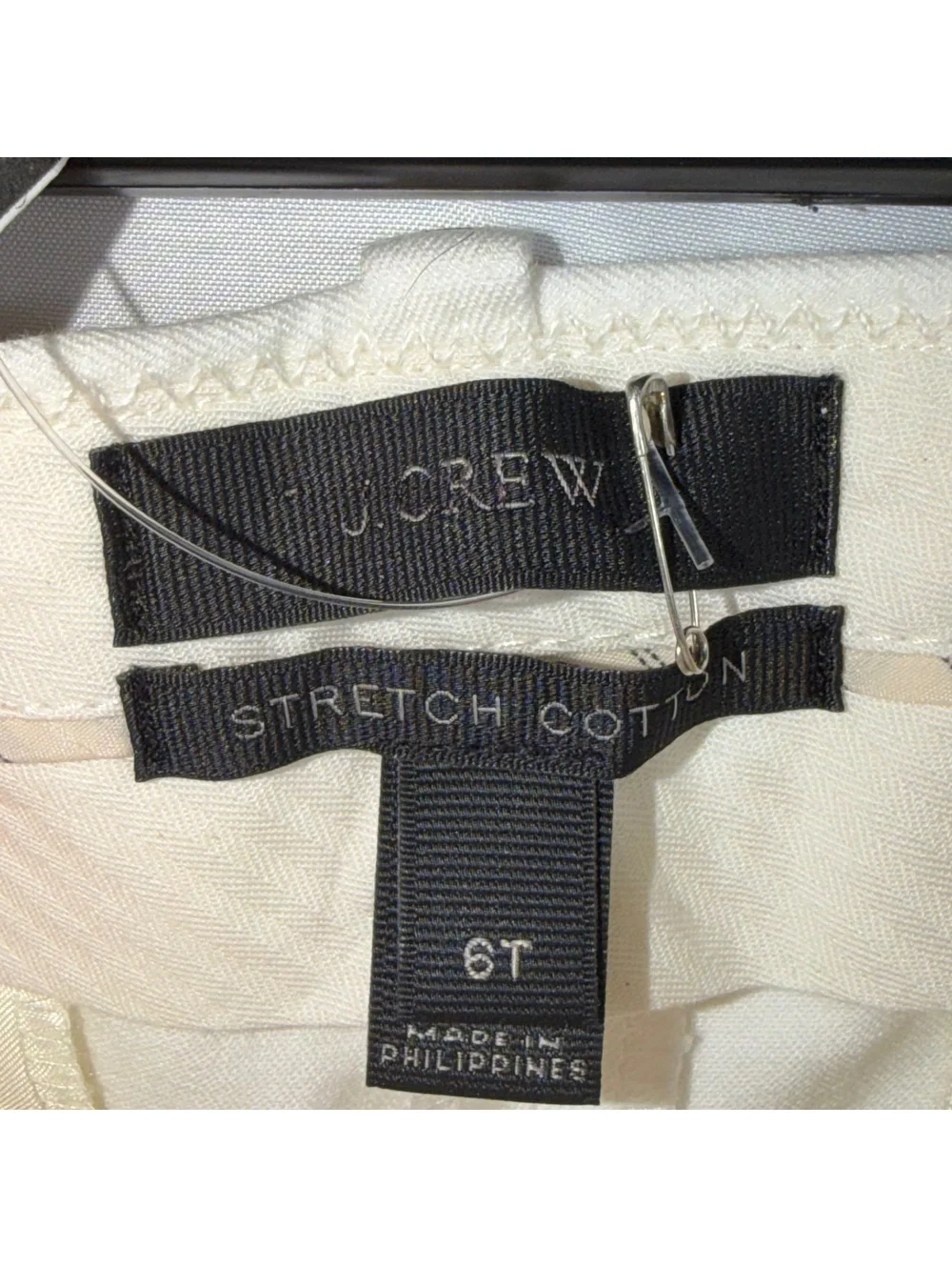 NWT J.Crew Factory Stretch Cotton White Straight Leg Pants Women’s Size 6T Tall